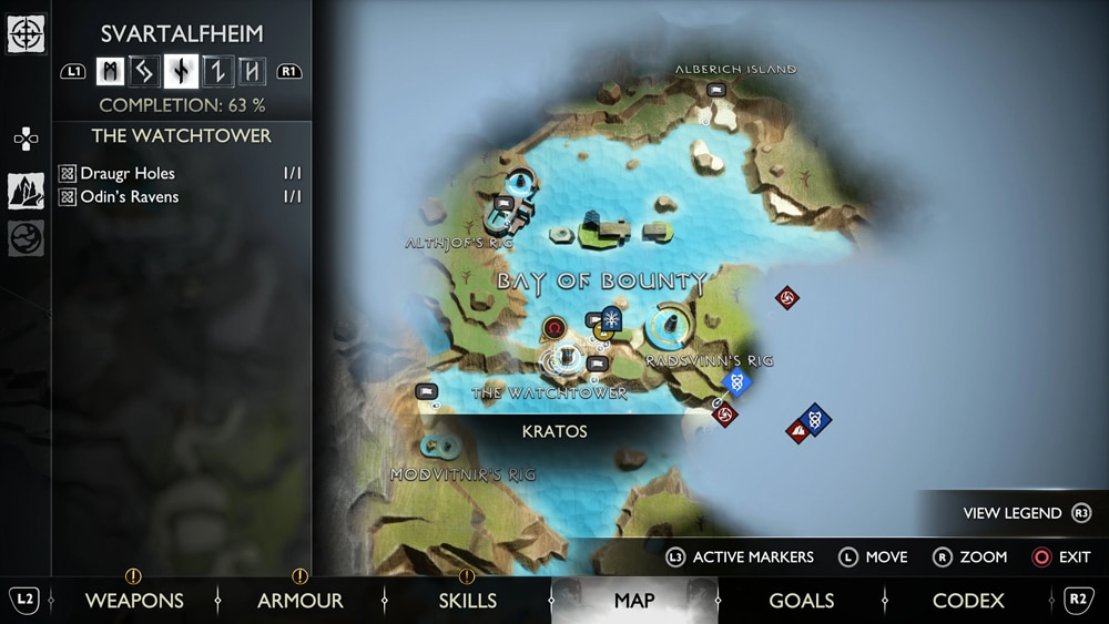 gow ragnarok cuervos the watchtower mapa