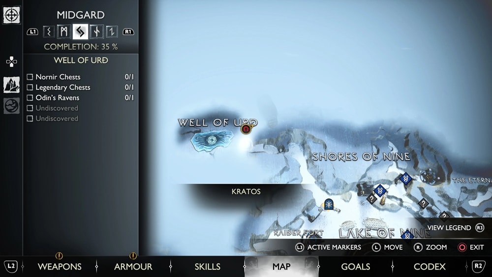 gow ragnarok cuervos well of urd mapa