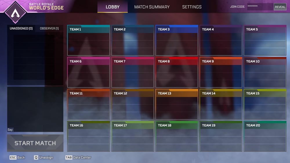 apex legends lobby partidas privadas