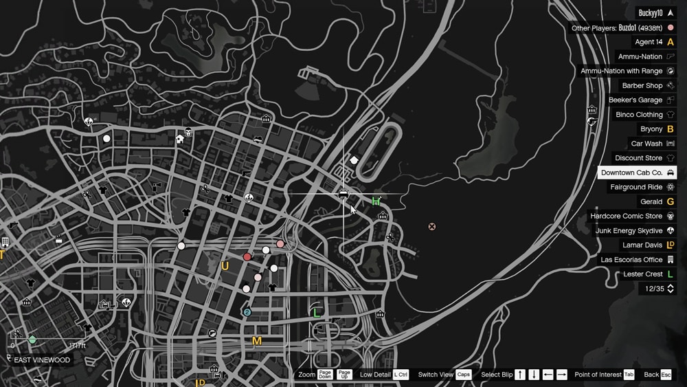 gta online ubicacion downtown cab co mapa