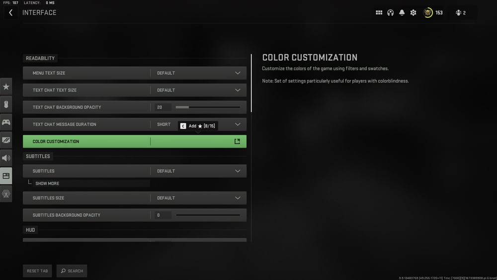 warzone 2 cambiar color del ping paso 1