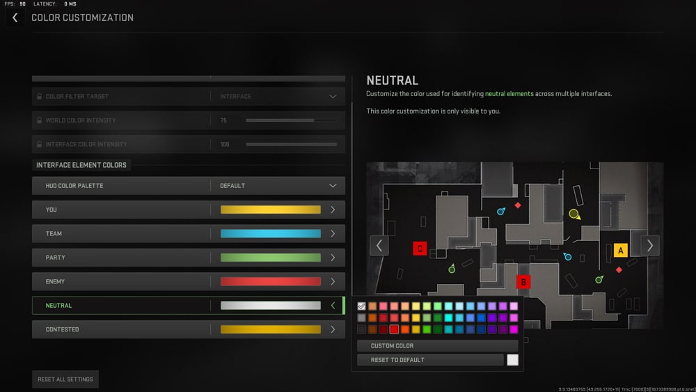 warzone 2 cambiar color del ping paso 2