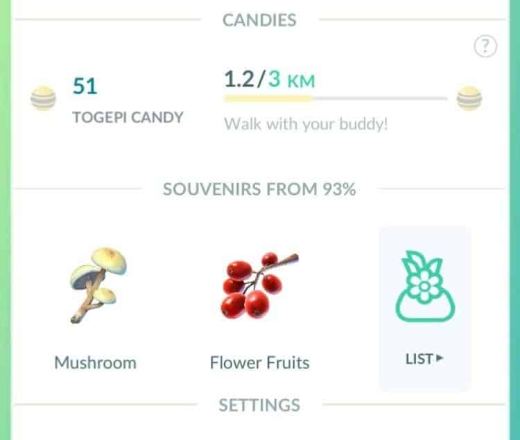 pokemon go souvenirs de compañero coleccion