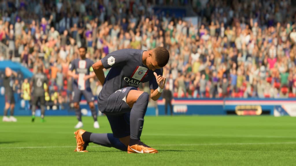 FIFA 23 Kylian Mbappe arrodillandose