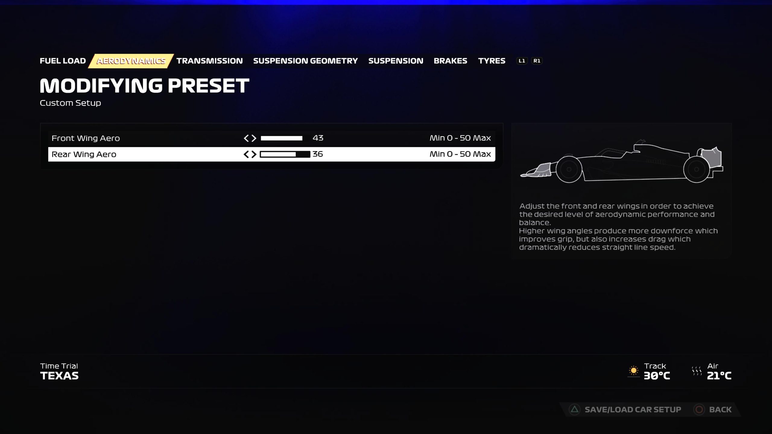 F1 23 Configuracion Reglaje Estados Unidos aerodinamica