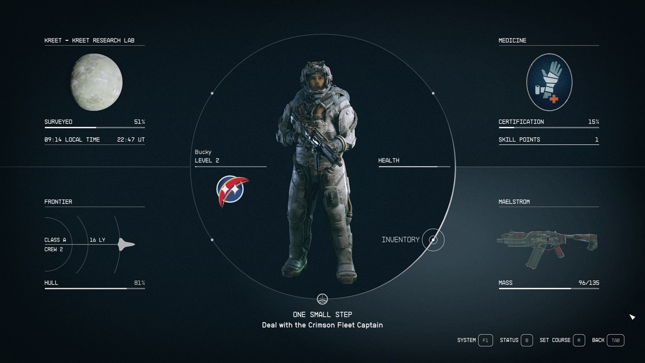 Starfield Cómo cambiar de arma paso 1