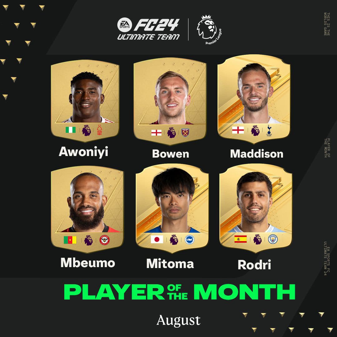 ea fc 24 potm premier league agosto 2023 nominados