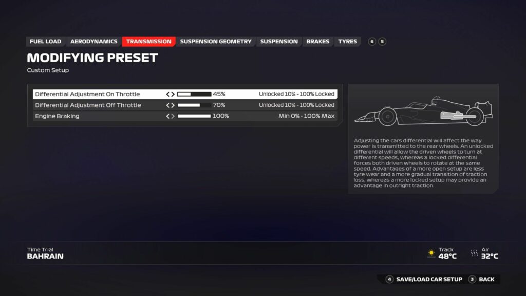 F1 24 Barein configuracion Transmision